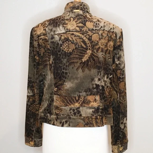 St John Coat Corduroy Size Large Moody Floral Fall Floral Grunge Goth Fairy - Picture 3 of 8